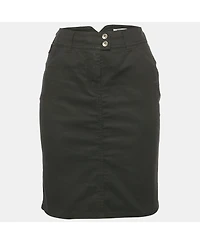 Pre-Owned Moschino Women's Jeans Black Cotton Logo Stud Detail Mini Skirt