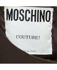 Pre-Owned Moschino Women's Couture Black & Brown Crepe Mini Dress with Lace Bow Detail