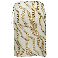 Pre-Owned Roberto Cavalli Women's Cream Chain Print Silk Wrap Mini Skirt