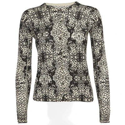 Pre-Owned Zadig & Voltaire Women's Pre-Owned Zadig and Voltaire Black/white Abstract Print Cashmere Buttoned Cardigan