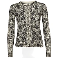 Pre-Owned Zadig & Voltaire Women's Pre-Owned Zadig and Voltaire Black/white Abstract Print Cashmere Buttoned Cardigan