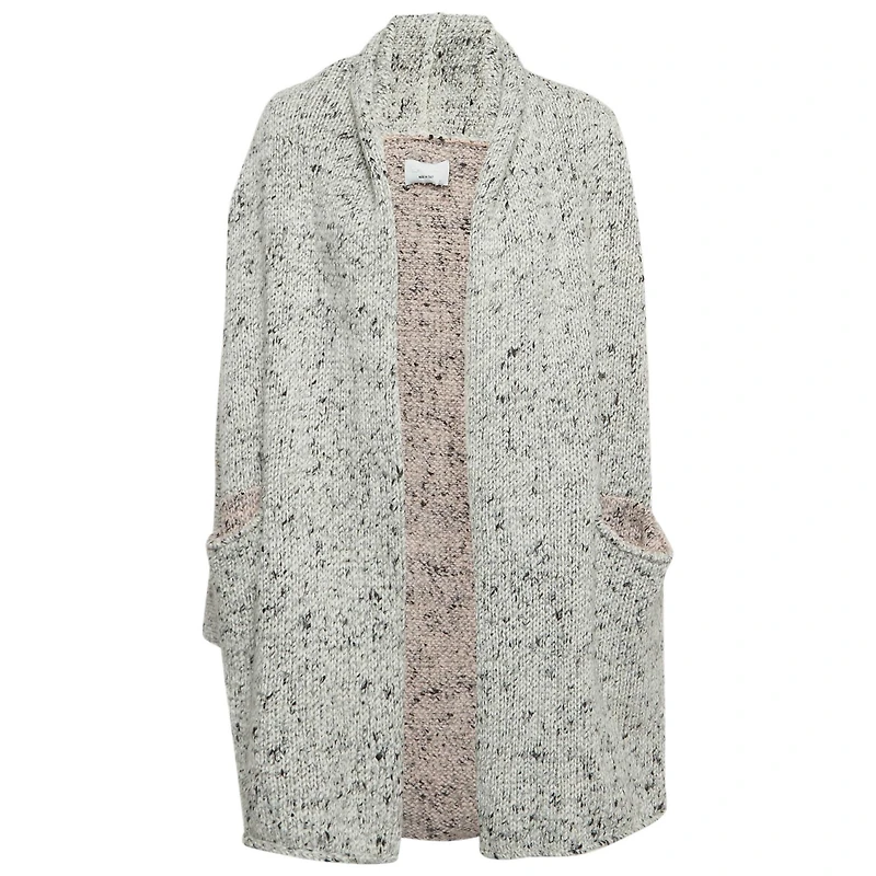 Pre-Owned Zadig & Voltaire Women's Grey/pink Rib Knit Open Cardigan
