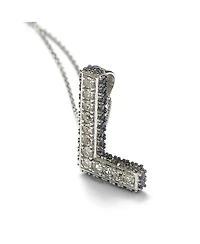 Suzy Levian Sterling Silver Sapphire 3-d Letter "L" Initial Pendant
