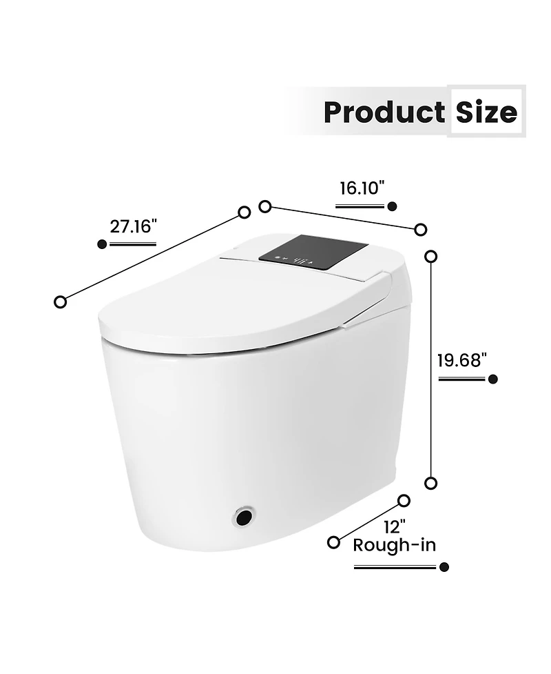 Casainc Smart One-Piece Bathroom Fixture With Heated Seat, Auto Flush, Wash, Dryer And Deodorizer