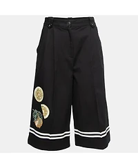 Pre-Owned Dolce & Gabbana Women's Black Cotton Embellished Embroidered Culottes