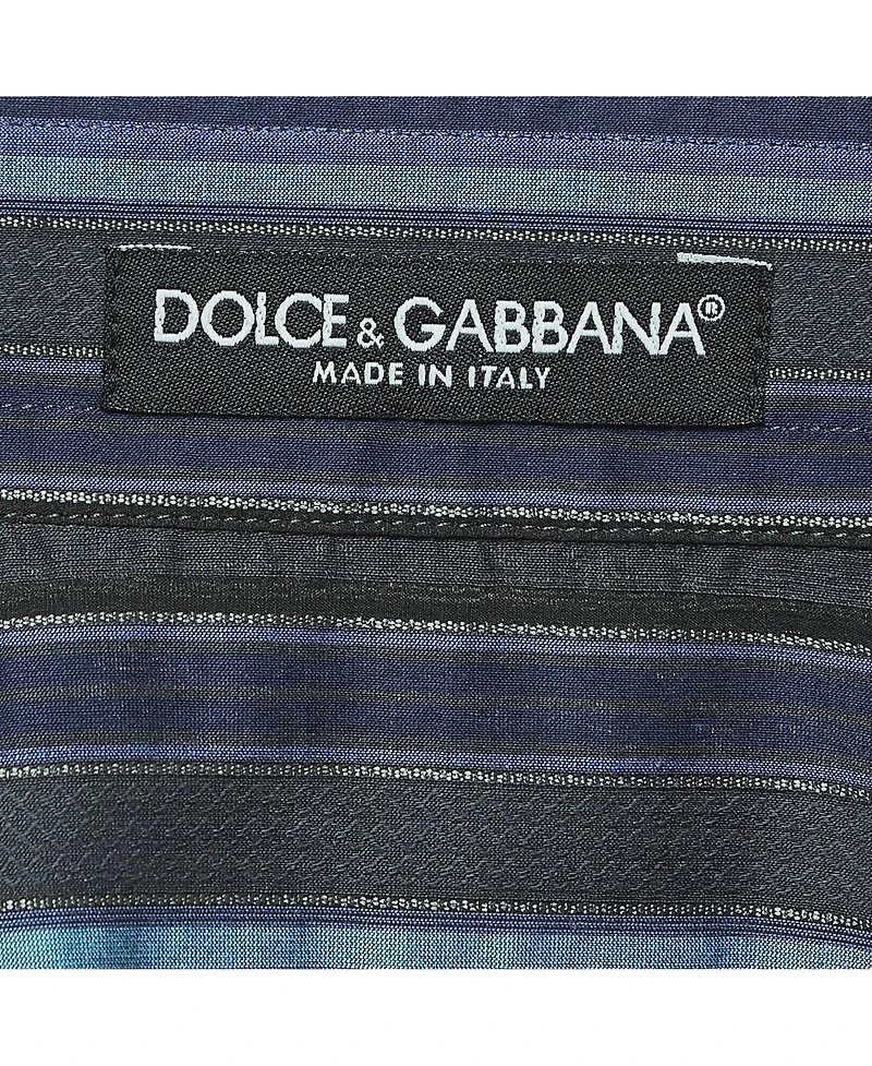 Pre-Owned Dolce & Gabbana Women's Blue Striped Cotton Full Sleeve Shirt