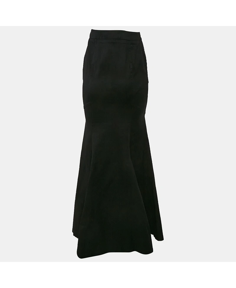 Pre-Owned Roberto Cavalli Women's Black Cotton Flared Maxi Skirt