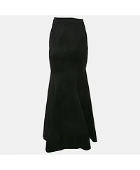 Pre-Owned Roberto Cavalli Women's Black Cotton Flared Maxi Skirt