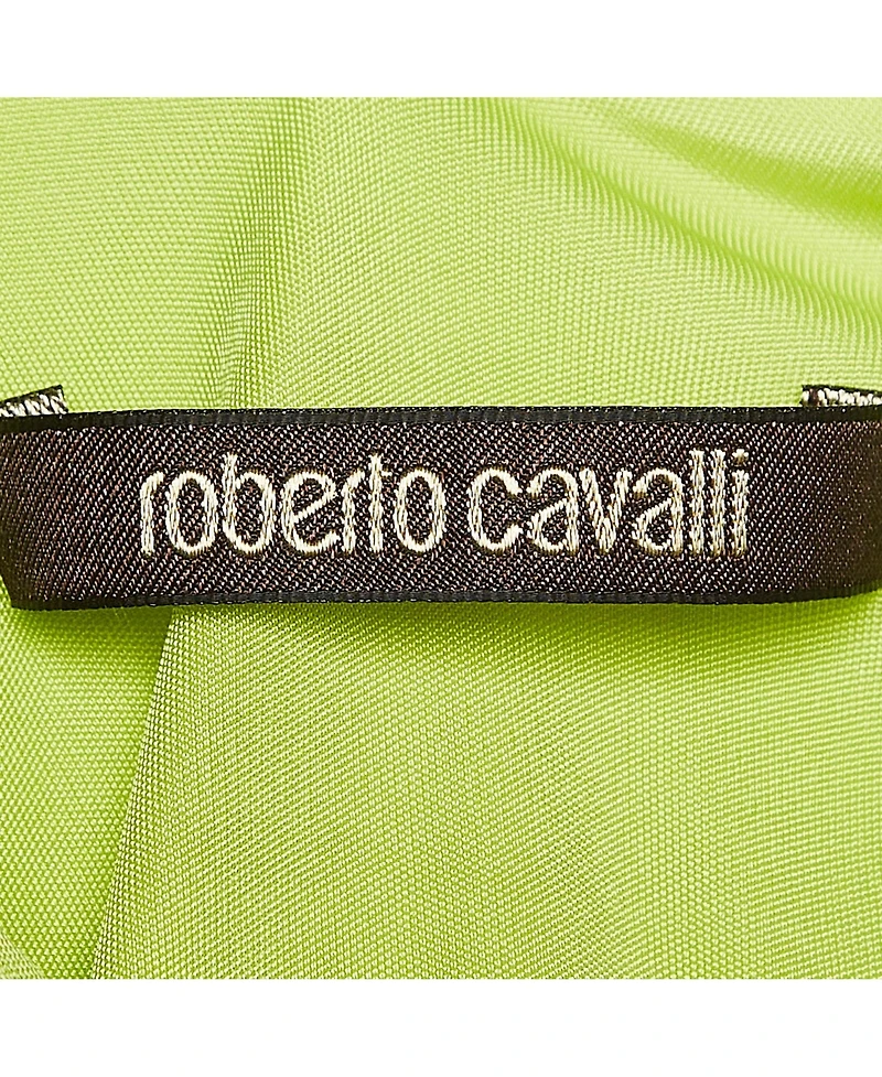 Pre-Owned Roberto Cavalli Women's Fluorescent Green Jersey Shoulder Strap Top