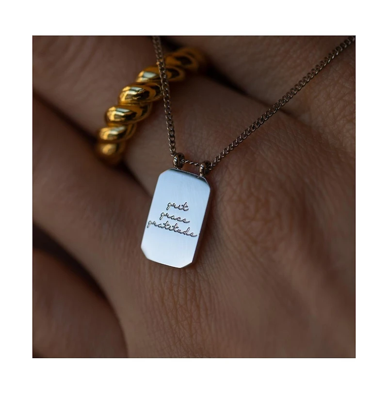 Mantra Grit Grace Gratitude Note To Self Necklace Yellow Gold