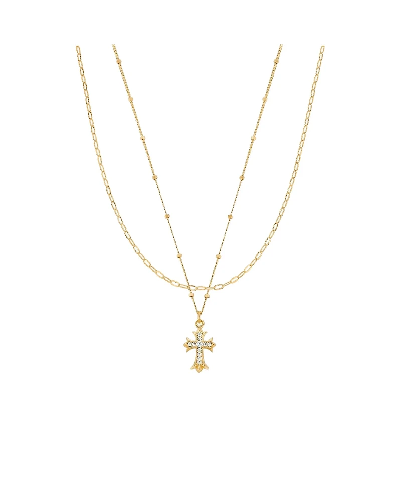 Bearfruit Jewelry 18K Gold Plated Sterling Silver Beloved Cross Necklace Set Holiday Gift Idea