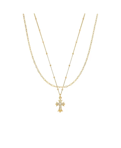 Bearfruit Jewelry 18K Gold Plated Sterling Silver Beloved Cross Necklace Set Holiday Gift Idea