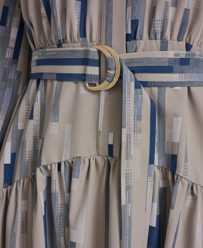 Calvin Klein Women's Balloon-Sleeve Printed Dress