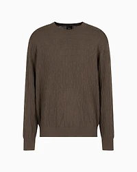 A|X Armani Exchange Men's Jacquard Allover Debossed Logo Crewneck Sweater