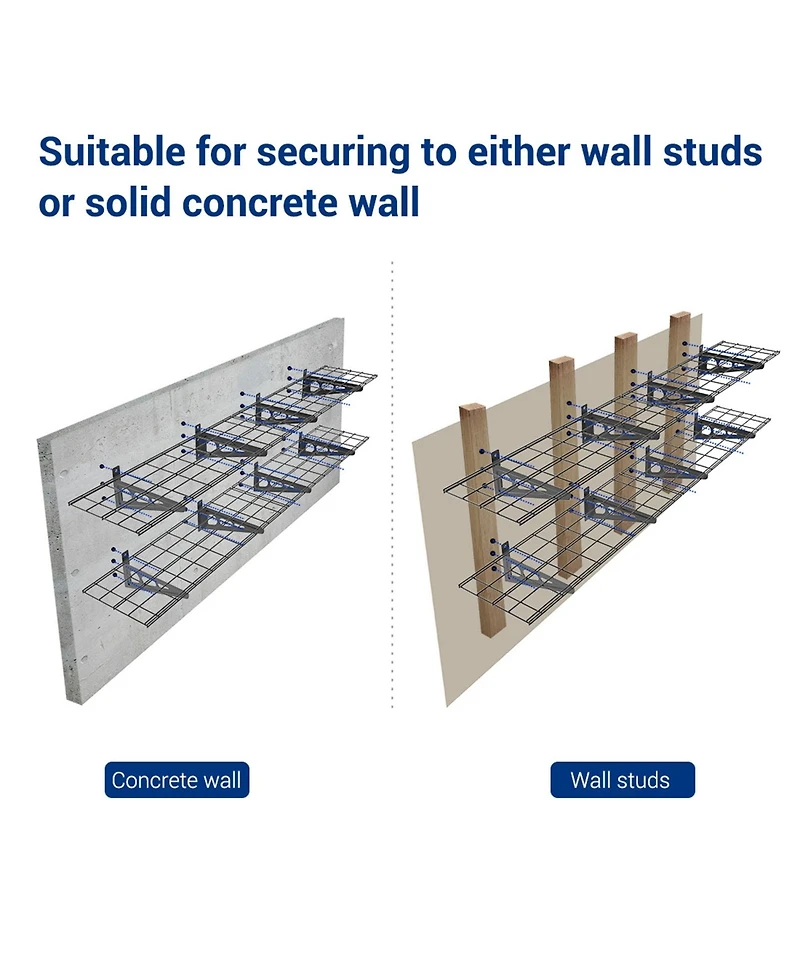 FlexiMounts Wr Series WR16B-e – 12″ D × 36″ W Black Steel Wall Shelves (4-Pack)