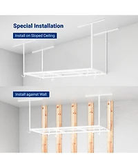 Fleximounts Ohk Series Ceiling Mounted Overhead Garage Storage Rack, White — 48" X 72"
