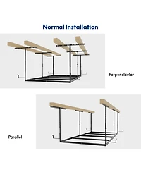 Fleximounts Ohk Frame-Only Ohk Series Ceiling Mounted Overhead Garage Storage Rack, Black — 48" X 96"