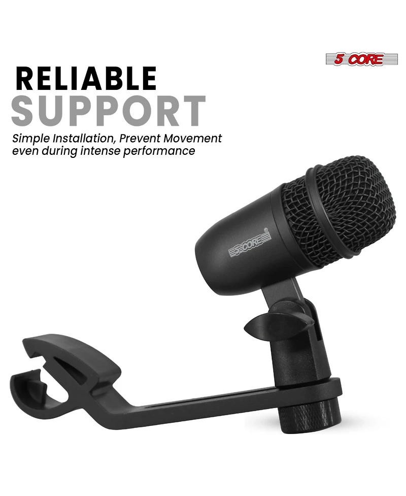 5 Core Drum Microphone Kit 9Pc All Metal Drummer Mics Tom/Snare Cymbals Wired Instrument Drums Set