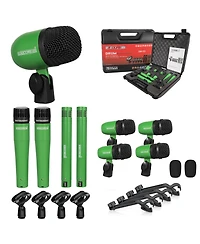 5 Core Drum Microphone Kit 9Pc All Metal Drummer Mics Tom/Snare Cymbals Wired Instrument Drums Set