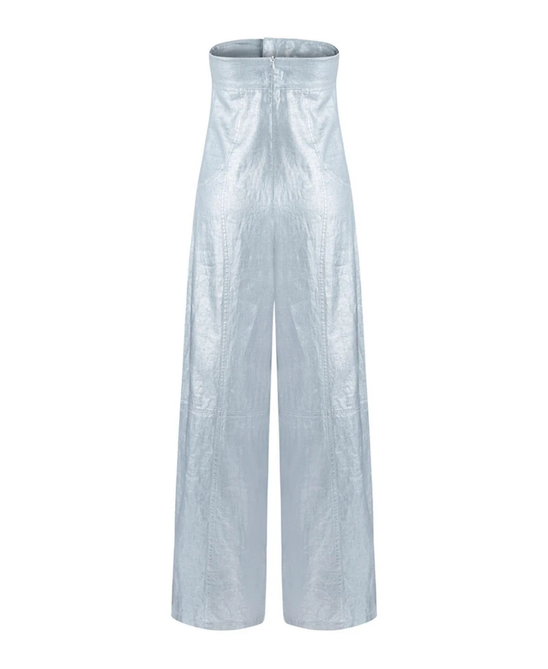Women's Metallic Strapless Jumpsuit