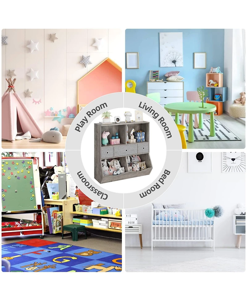 gaomon Kids Toy Storage Organizer, Bookshelf with 2 Bookshelfs