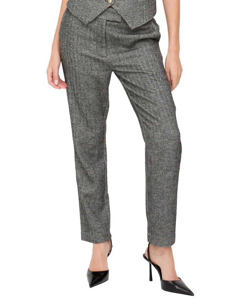 Lily and Lionel London Women's Pandora Tapered Herringbone Print Trouser
