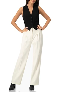 Ivonne Women's Tailored Sleeveless Vest with Button Closure