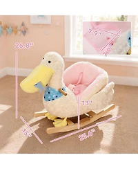 Qaba Pelican Baby Rocking Horse, Plush Stuffed Animal Rocker for Toddlers