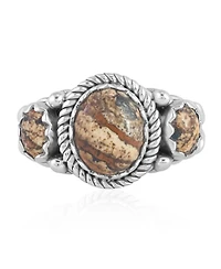 American West Jewelry Sterling Silver Picture Jasper 3-Stone Ring