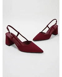 Berness Women's Carrington Faux Suede Slingback Block Heel Pumps
