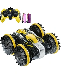 Mecale Amphibious Rc Car Boat, 2.4GHz 12 km/h 4WD Waterproof Car, 360° Rotating Stunt Vehicle with 2 Batteries, Toy for Kids 6+
