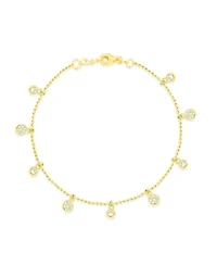 etoielle Bezel Set Layering Bracelet with Silver Gold Plated and Cubic Zirconia Ball Chain Adjustable