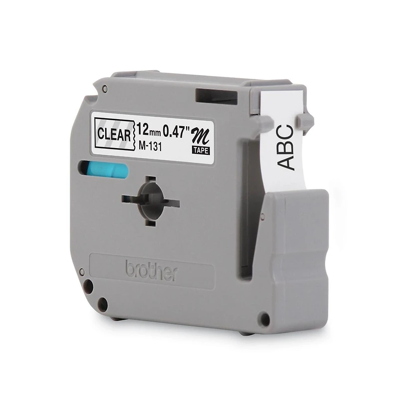 Brother P-Touch M131 M Series 0.47 in. x 26.2 ft. Tape Cartridge for P-Touch Labelers - Black on Clear