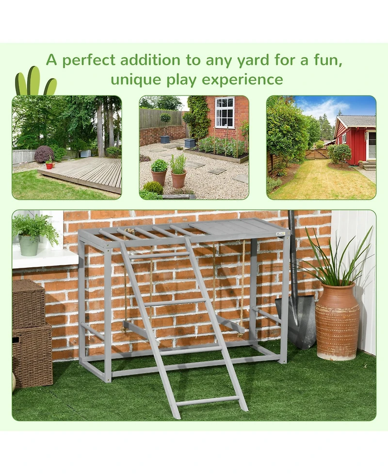 PawHut Wooden Chicken Activity Play w/ Swing Set, Chicken Coop Toy