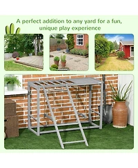 PawHut Wooden Chicken Activity Play w/ Swing Set, Chicken Coop Toy