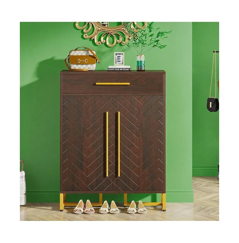 Slickblue Multi-Compartment Shoe Organizer for Entryway and Hallway