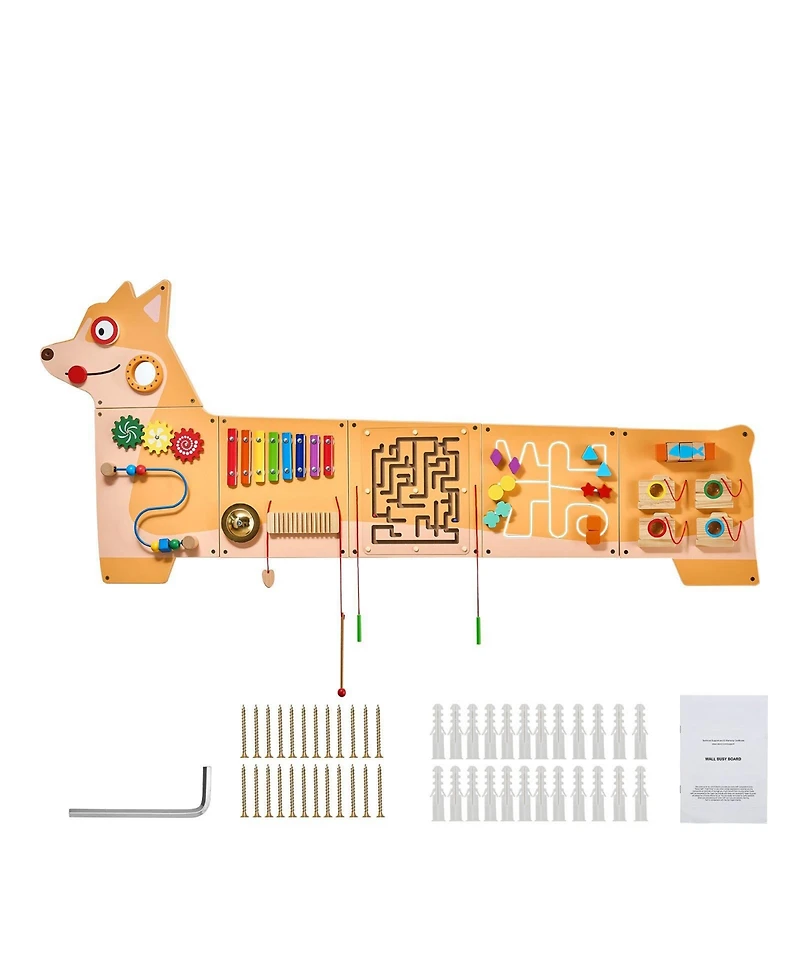 Sugift Puppy Busy Board with 12 Montessori Learning Activities