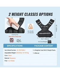 Mecale Adjustable Weighted Vest, 20–32 lb Vest with Ironsand Weights and Reflective Stripe for Strength Training