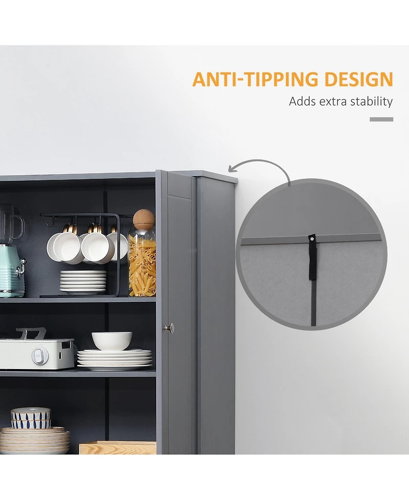 Homcom 71" Freesding Kitchen Pantry Cabinet with 2 Large Double Door Cabinets