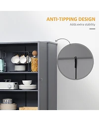 Homcom 71" Freesding Kitchen Pantry Cabinet with 2 Large Double Door Cabinets