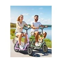 Everyfun 550W Electric Scooter with Seat for Adult, 12 inch Commuter Electric Scooter with Dual Shock Absorbers and Double Baskets