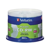 Verbatim 95159 700 Mb/80 min. Printable Spindle 4X Cd-rw Discs - Silver (50/Pack
