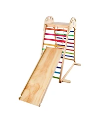 Sugift 4-in-1 Wooden Jungle Gym with Climbing Wall, Slide & Montessori-Style Design