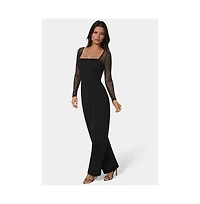 Bebe Women's Scuba Mesh Square Neck Jumpsuit