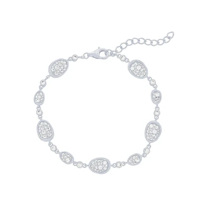Simona Sterling Silver, Irregular-Shaped Pave Cz Bracelet