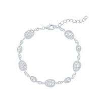 Simona Sterling Silver, Irregular-Shaped Pave Cz Bracelet