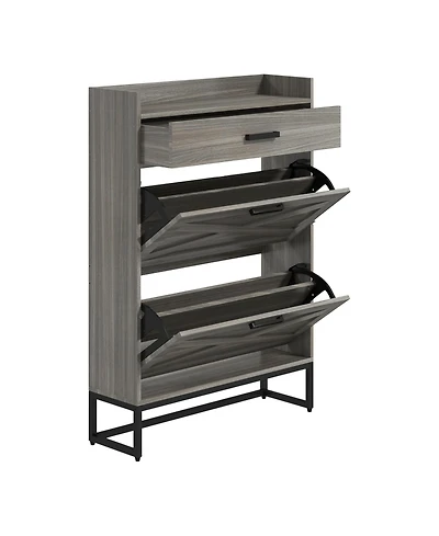 Slickblue Entryway Shoe Storage Cabinet with Flip Drawers and Top Shelf