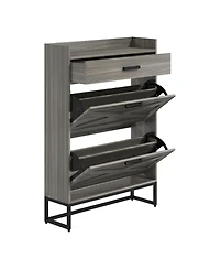 Slickblue Entryway Shoe Storage Cabinet with Flip Drawers and Top Shelf