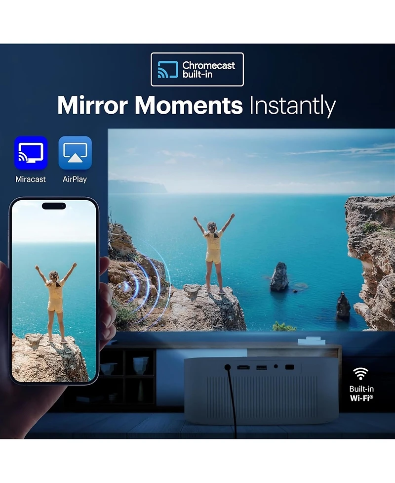 Kodak Flik X20 Smart Projector, 1080p Portable Projector with Google Tv Dongle Built-In (White)