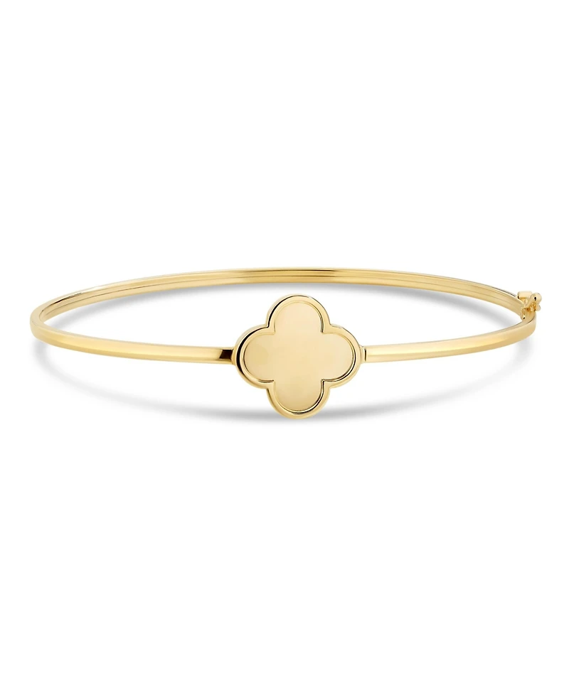 Devata Clover Bangle Bracelet in 14K Gold, Fits Small to Medium Wrist, Approx. 3.4 grams.